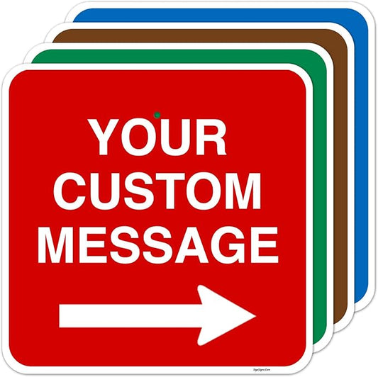 Custom Square Left or Right Arrow Sign, Personalize for Office, Business, Workplace, office, Home, Airbnb, Delivery Signs, 12x12 Inches Yellow, Rust Free .040 Aluminum, Fade Resistant, Made in USA