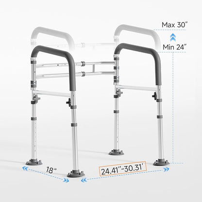 Toilet Safety Rails,Height-Adjustable Toilet Frame Width-Adjustable Toilet Handles Foldable Toilet Rail Provides Support for Seniors ， Pregnant ，Disabled （Gray）