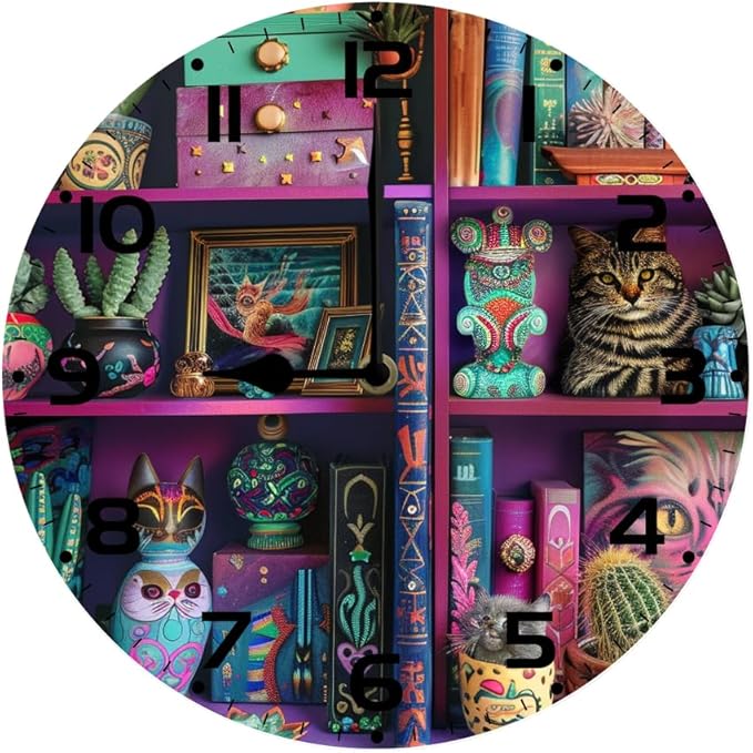 10 in Crafty Cat Crafts -123 Wood Wall Clock – Digital Time Display, Smart Home Compatible for Bedside or Workspace