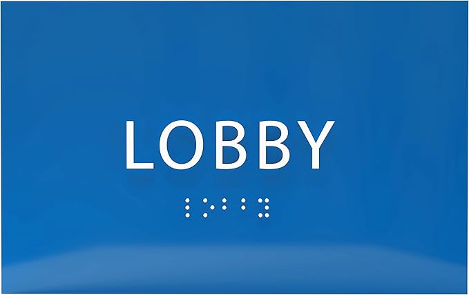 6" X4" Lobby Sign - Tactile Graphics Grade 2 Braille Text Reception Area Sign| Utility ADA Compliant Wall Mount Plastic Signs For Hospital, Offices, Businesses & Apartments