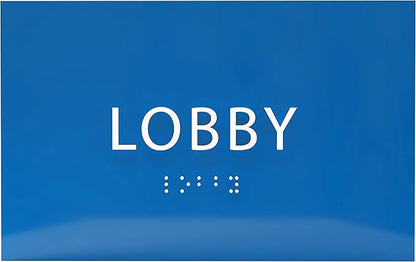 6" X4" Lobby Sign - Tactile Graphics Grade 2 Braille Text Reception Area Sign| Utility ADA Compliant Wall Mount Plastic Signs For Hospital, Offices, Businesses & Apartments