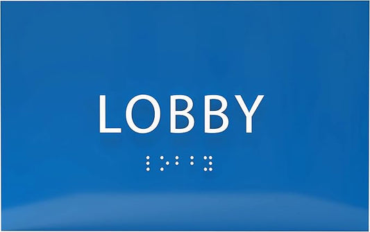 6" X4" Lobby Sign - Tactile Graphics Grade 2 Braille Text Reception Area Sign| Utility ADA Compliant Wall Mount Plastic Signs For Hospital, Offices, Businesses & Apartments