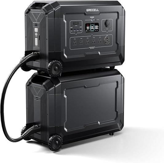 GRECELL Portable Power Station 4000W with Expansion Battery 5040Wh LiFePO4 Power Station 16 Outlets with 20ms UPS Backup for Home Blackout, Camping, RV, Emergency