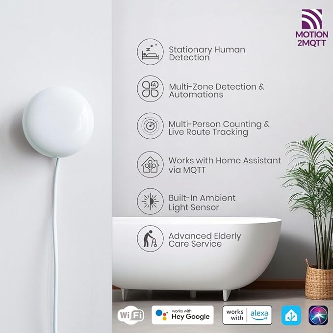 Emotion Max Presence Sensor, 60GHz mmWave Radar WiFi Smart Motion Sensor, IR Blaster, Light Sensor, Motion2MQTT Home Assistant, Compatible with Alexa and Google Home