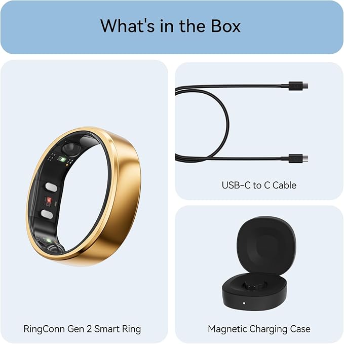 RingConn Gen 2, World’s First Smart Ring with Sleep Apnea Monitoring, No APP Subscription, 12-Day Battery Life, Stress/Heart Rate/Women's Health Tracker, Android & iOS Compatible (Rose Gold, Size 12)
