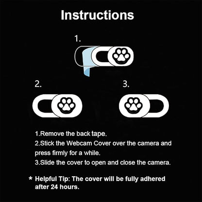 Webcam Cover 3 Pack Slide Ultra Thin Laptop Camera Cover for Echo Show, Phone, Computer, Tablet, Mac Air, Chromebook, PC - Paw Paw Black