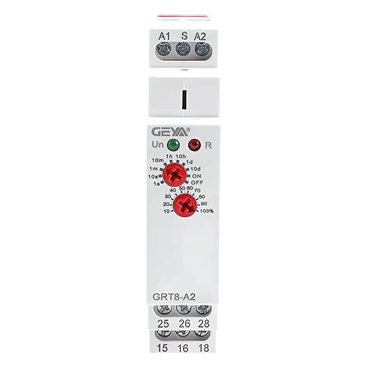 GEYA Delay On Single Function Time Relay 2 Outputs 16A Electronic Adjustable Power ON Timer Delay Relay Rail Modular(GRT8 A2,AC230V)