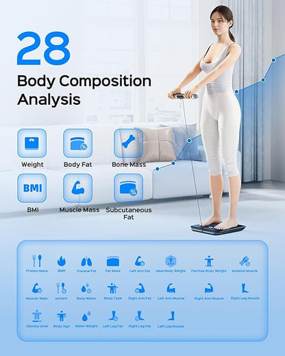 Smart Pod Scale for Full Body Composition, 8-Sensor Smart Analyzer Measures Fat, Muscle Mass, BMI, Digital Bathroom Scale Syncs with App for 24 Users, FSA&HSA Eligible
