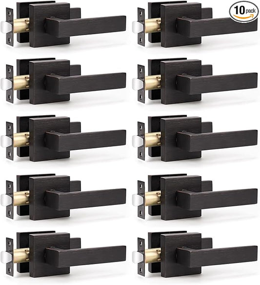 KNOBWELL Premium Oil Rubbed Bronze Door Handle Passage Door Lever Heavy Duty Door Handle Set, Closet Door Levers for Left or Right Handing, Easy Installation 10 Pack 2.07 lb One Lever