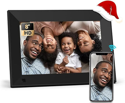 BSIMB 8 Inch Digital Picture Frame Touch Screen, 1280x800 HD WiFi Electronic Photo Frame Album Display 16GB, Share Pictures/Videos via App/USB/SD Easy Setup Gifts for Mom, Auto-Rotate, Solid Black