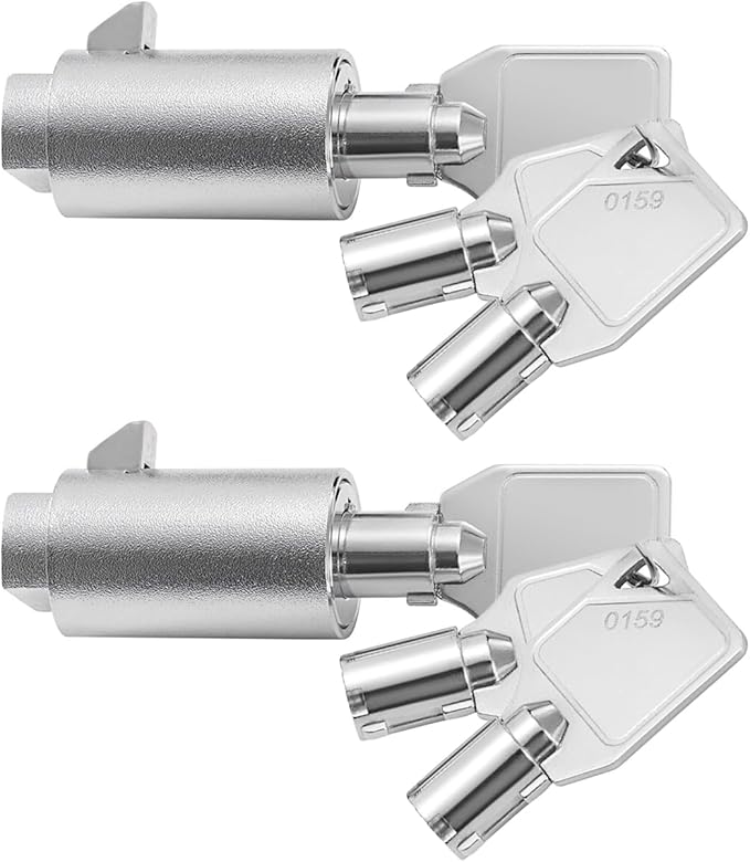 Tubular Key Lock for Vending Machines - Vending Machine Locks Keyed Alike, 3Pcs Keys, Zinc Alloy, Chrome (2 Pack)