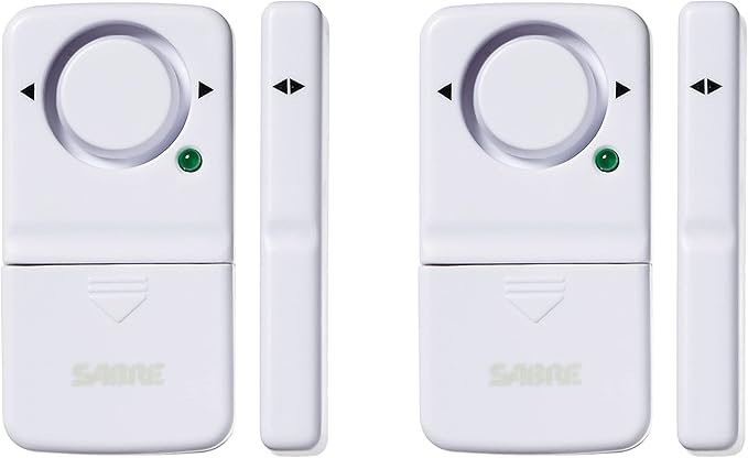SABRE Wireless Home Security Door Window Burglar Alarm with LOUD 120 dB Siren, DIY EASY to Install, 2-Pack,white