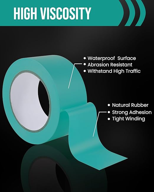 Lichamp Floor Marking Tape, Heavy Duty Safety Marking and Traffic Mark Tapes, 6 Mil Thick Vinyl Bulk Multi Pack, 2 inch x 36 Yards x 12 Rolls (432 Total Yards)