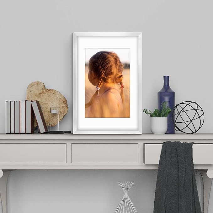 Golden State Art, 16X24 Picture Frame with Mat for 12X18 - High Definition Glass Wall Mounting Horizontal Vertical Display (Silver, 2 Pack)