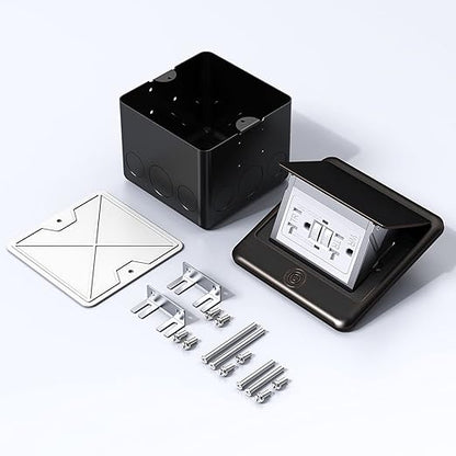 KYHSHJ Pop Up Floor Electrical Outlet with 20 Amp Stainless Steel GFCI Tamper Receptacle Outlet, Corrosive Resistant Hardware，ETL Listed，(Oil Rubbed Bronze)