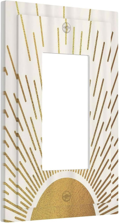 Decorative Outlet Covers Boho Mid Century Gold Sun Sunbeams 1 Gang Rocker Light Switch Cover Plate Single Wall Plates for Electrical Outlets Switch Plate Covers Faceplate for Home Decor