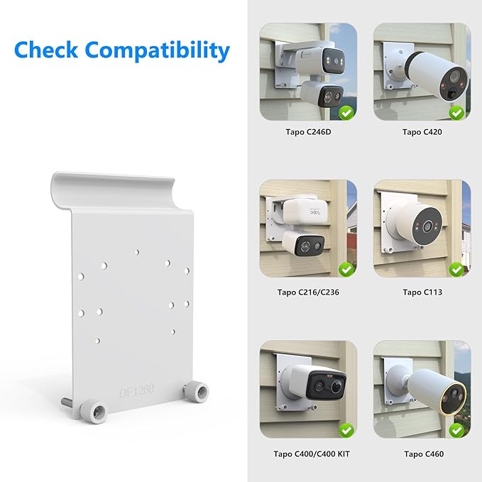 Universal Vinyl Siding Mount Compatible with TP-Link Tapo C246D/C236/C216/C217/C113/C420/C400/C400 Kit/C460 Cameras (White)