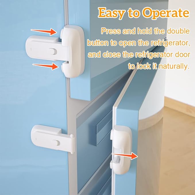 SAFELON 2 Pcs Baby Safety Fridge Lock, Child Proof Refrigerator Freezer Door Lock, Protect Refrigerators with Damaged Sealing Strips (White)