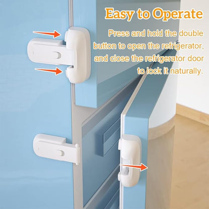 SAFELON 2 Pcs Baby Safety Fridge Lock, Child Proof Refrigerator Freezer Door Lock, Protect Refrigerators with Damaged Sealing Strips (White)