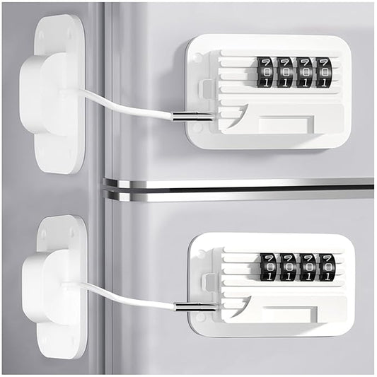 2025 New Refrigerator Locks with Combination - 2 Pack Child Proof Fridge Locks for Kids and Aldult with 4 Code, Cabinets Safety Door Lock for Freezer and Drawers, Windows - No Tools Need or Drill