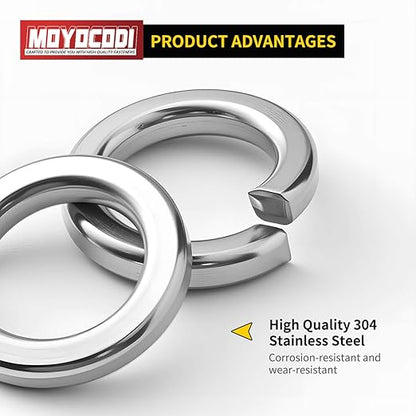 M6 (100 Pack) Split Lock Washer, (18-8) 304 Stainless Steel Spring Lock Washer