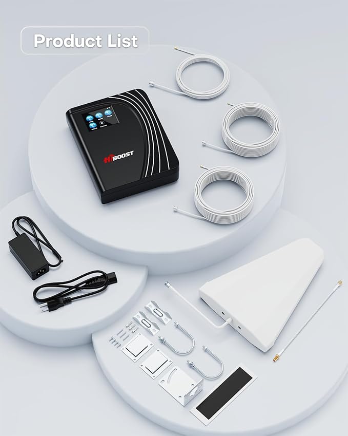 Cell Phone Booster, 4G LTE 5G Cell Phone Booster with LCD Touch Screen Cover 4,500 Sq Ft for Home Rural Cottage All U.S. Carriers Verizon, AT&T, T-Mobile 65dB High Gain Support All Band | FCC Approved