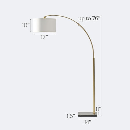 Brightech Logan Arc Floor Lamp, Bright Standing Lamp for Living Rooms, Offices & Bedrooms, Modern Living Room Décor, Tall Hanging Floor Lamp for Reading and More – Gold/Brass