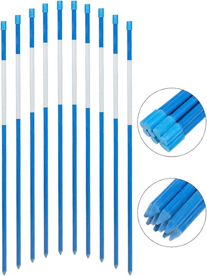 FiberMarker Driveway Markers 48-Inch Blue 20-Pack 1/4-Inch Dia Solid Driveway Poles for Easy Visibility at Night