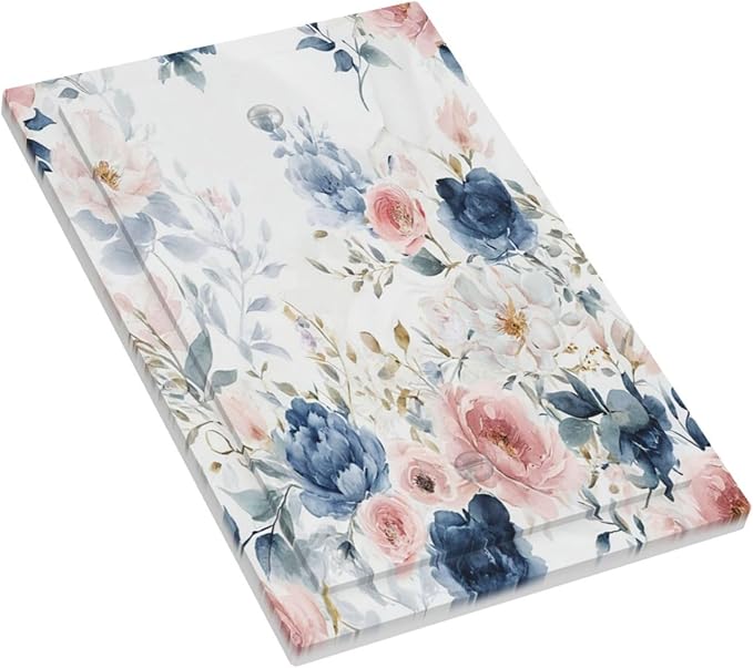 Elegant Watercolor Pink Blue Flowers Floral 1-Gang No Device Blank Wallplate Electrical Light Switch Covers Decorative Receptacle Face Plate Cover for Bathroom 5 X 3 IN