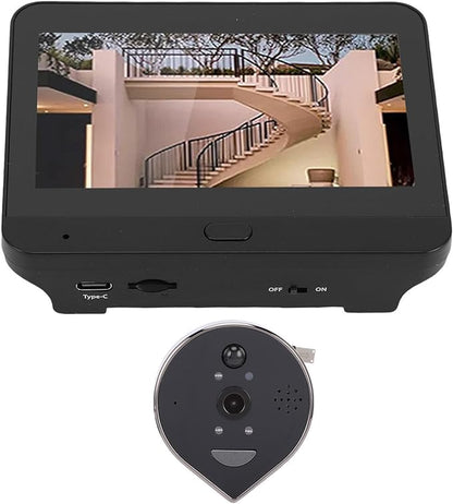 Smart Digital Peephole Camera 3MP 1080P WiFi Video Doorbell with 4.3in LCD Viewer 160 Viewing Angle PIR Motion Detection 5000mAh Battery for Homes Apartments Villas