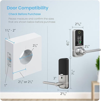 Lockly Smart Lock Secure Pro (2025 Latest Version),Fingerprint Door Lock, Keyless Entry, Built-in Wi-Fi Latch, PIN Genie Keypad (Silver)