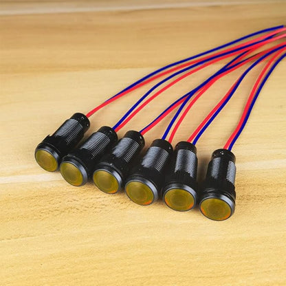 6pcs Yellow Indicator Pilot Light 110VAC Mounting Hole Size 10mm(Flame Retardant Plastic Shell)
