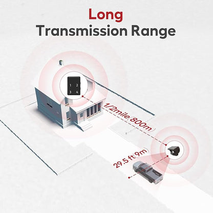 eMACROS Safeguard Wireless Driveway Alarm with SST PIR Technology - 1/2 Mile Range, Weatherproof Motion Sensor, Rechargeable Receiver with 7-Day Backup Power & 38 Chimes, Incompatible with APP