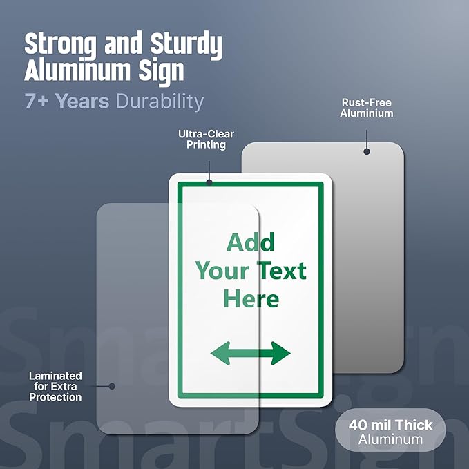 SmartSign Custom Yard Sign - 7" x 10" Sign with Stake, Personalized Lawn Sign, 40 mil Thick Laminated Aluminum, Choose Arrow, 21-inch Tall & Stake Kit, Made in USA