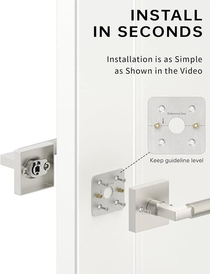 Asidrama 2 Pack Brushed Satin Nickel Dummy Door Handles, Non-Turning Decorative Door Lever with Door Knobs for Closet, French Double Doors, Pantry & Interior Push/Pull Use 09