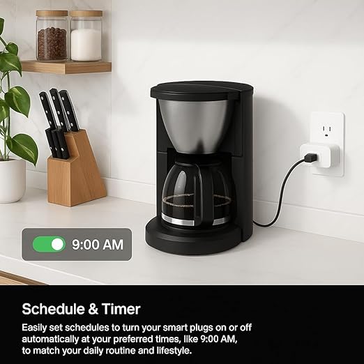 Compact Smart Plug, Works with Alexa & Google Assistant, Smart Life App & Voice Control, Energy Monitoring, Timer Scheduling, No Hub Required, App Remote Control, 2.4 GHz WiFi Outlet, 2-Pack
