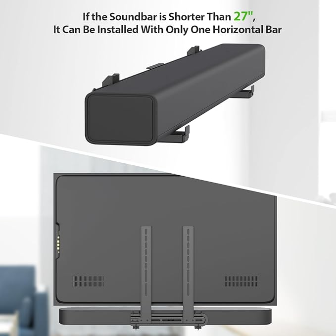 USX MOUNT Universal Soundbar Mount, Sound Bar TV Bracket for Soundbar with Speaker, Fits 2 Installation Options, Removable No-Slip Base Holder Extends 3.46”-6.06”