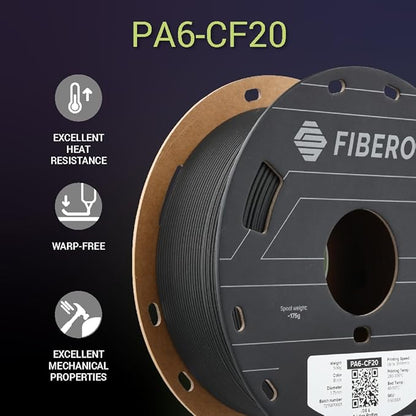 Polymaker Fiberon PA6-CF Carbon Fiber Nylon Filament 1.75mm Black 0.5kg, Fiberon PA6-CF Nylon Warp Free 1.75mm 3D Printing Filament