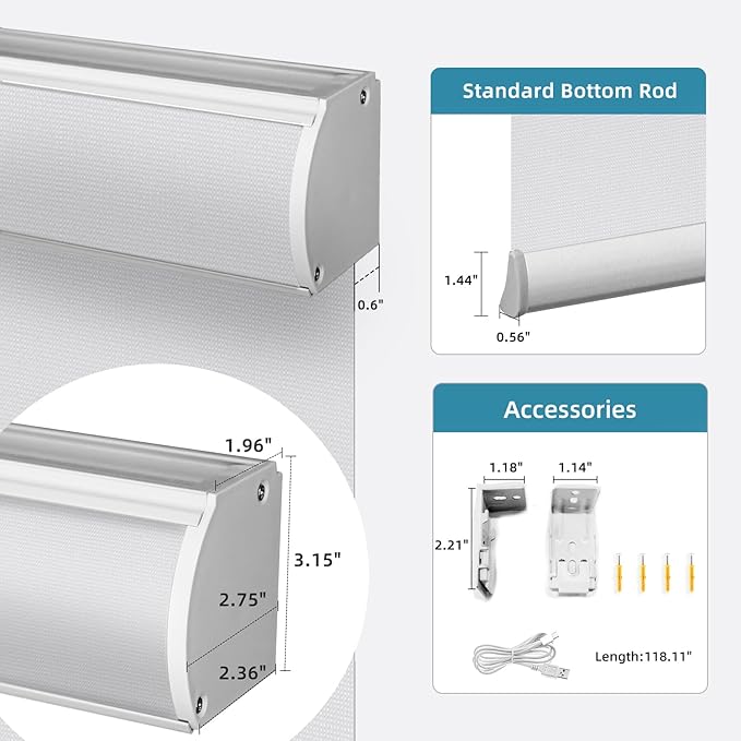 SmartWings Motorized Light Filtering Shades, Work with Matter Homekit Z-Wave Zigbee Alexa Google, 50% Blackout PVC Free Smart Blinds for Windows Cordless Window Shades with Remote Customized, White