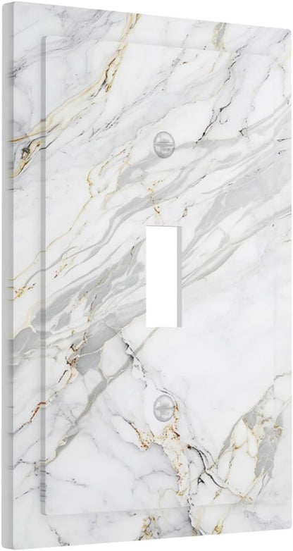 Decorative Light Switch Cover Plate Gray Gold Marble Abstract Modern Luxury 1 Gang Single Toggle Wall Plate Electrical Outlet Covers Decorate Switch Plate Cover for Bedroom Home Decor