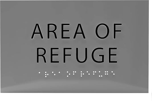 6" X4" Area of Refuge Sign - ADA Compliant Tactile Graphics Grade 2 Braille Text | Wall Mount Plastic Signs for Shopping Malls, Offices, Hotels, Schools, Apartments & Restaurants