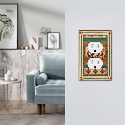 Decorative Outlet Covers Native American African Afro 1 Gang Duplex Light Switch Cover Plate Unique Wall Plate Electrical Switch Plate Covers for Home Bedroom Decor（2 Pack）