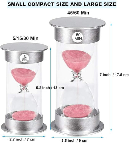 SuLiao 45 Minute Hourglass Timer Sand Clock, Unbreakable Pink Sand Watch 45 Min, Colorful Plastic Hour Glass Sandglass for Kids, Games, Decor, Classroom, Kitchen, Toothbrush Timer
