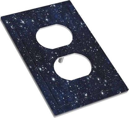 Wall Plate Decorative Light Switch Plate Covers Blue Night Sky Star Cosmic Starry Fantasy Galaxy Universe Space Single Duplex Switchplate 1 Gang Outlet Plate for Home Bedroom Bathroom Decor