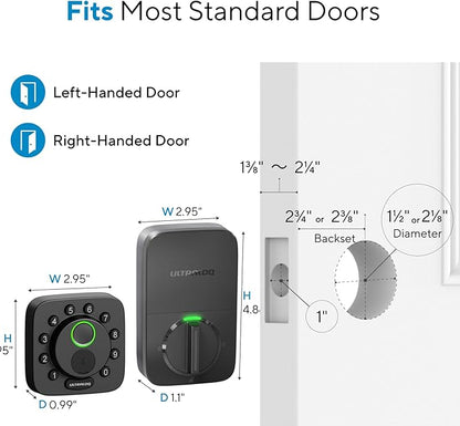 ULTRALOQ Bolt Smart Lock, Built-in Wi-Fi, Matter Over Thread, Works with Apple Home, Alexa, Google, 7-in-1 Keyless Entry Deadbolt with Fingerprint ID, App, Keypad, Remote Control, 18 Months Battery