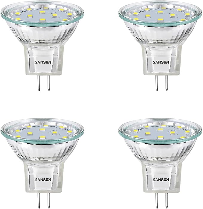 3W MR11 LED Landscape Light Bulbs, Low Voltage 12V 20W Halogen Replacement for Outdoor Landscape Spotlight and Track Light, GU4 Bi-Pin Base, Daylight White 4000K, Non-Dimmable, (Pack of 4)