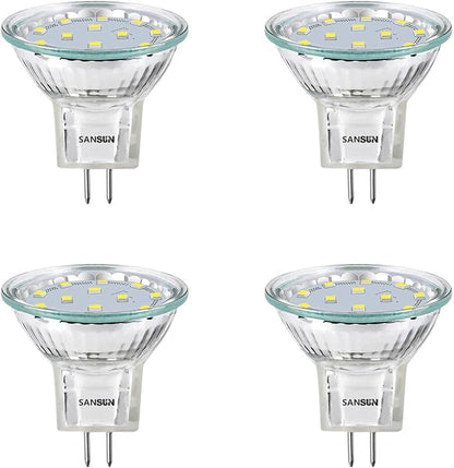3W MR11 LED Landscape Light Bulbs, Low Voltage 12V 20W Halogen Replacement for Outdoor Landscape Spotlight and Track Light, GU4 Bi-Pin Base, Daylight White 4000K, Non-Dimmable, (Pack of 4)