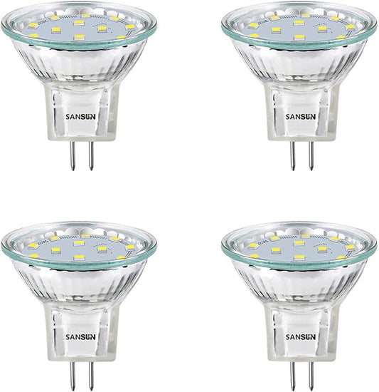 3W MR11 LED Landscape Light Bulbs, Low Voltage 12V 20W Halogen Replacement for Outdoor Landscape Spotlight and Track Light, GU4 Bi-Pin Base, Daylight White 4000K, Non-Dimmable, (Pack of 4)