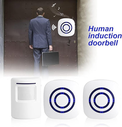 SUNGOOYUE Infrared Sensor Motion Detector Entry Door Bell Alarm with Transmitter & Receiver for Home Office Security White (One for two US regulations), SUNGOOYUEbg0m6u7yvh-02