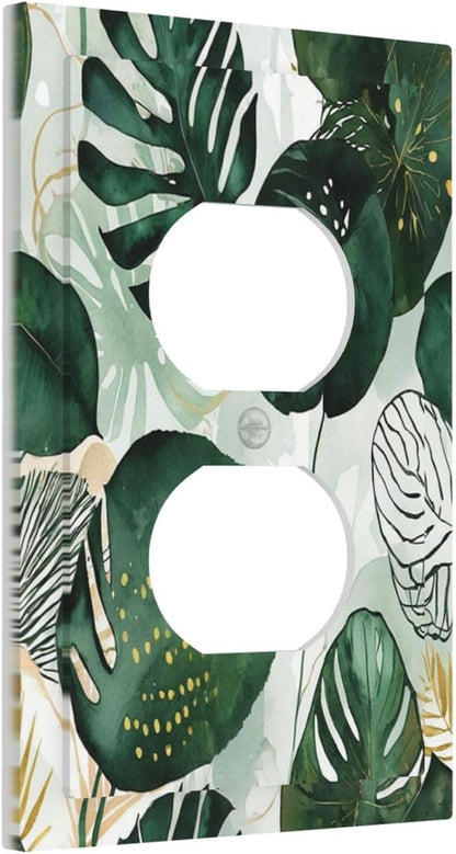 Outlet Covers Boho Tropical Leaves 1 Gang Duplex Wall Plate Decorative Switch Plates Electrical Receptacle Faceplate Light Switch Cover for Bedroom Bathroom Decor